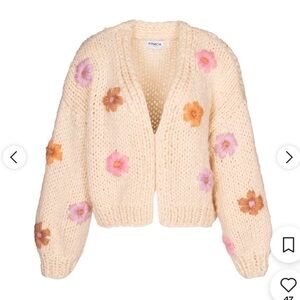 FRNCH Paris Taya 3D Floral Cardigan Creme Pastels Size S/M